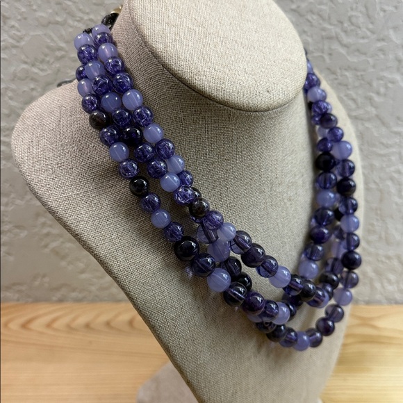 Chico's Multi-Strand Purple Beaded Necklace - Picture 3 of 6